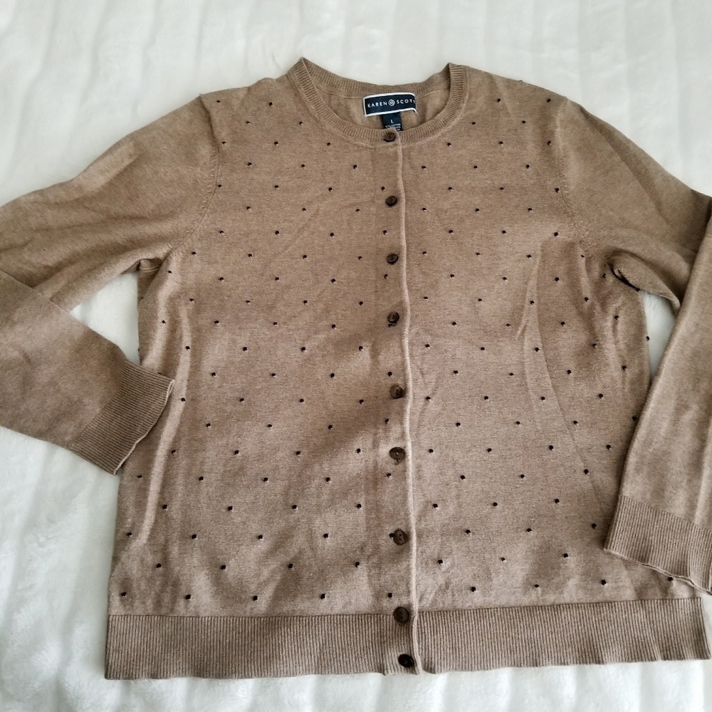 Karen Scott Textured-Dot Cardigan